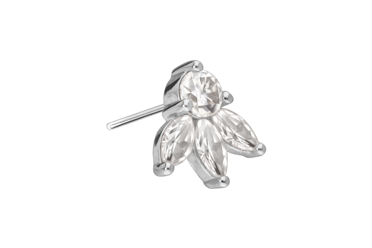 14 Karat Gold Aufsatz mit Titan Push Pin MOISSANIT-LOTUSBLÜTE von Piercingline